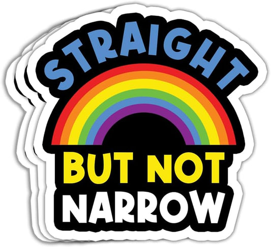 MAIANEY (3 Pcs) Straight But Not Narrow Sticker LGBT Pride Month Stickers Straight Ally Stickers LGBT Rainbow Stickers Support LGBTQ+ Proud Ally Gifts Decorations for Laptop Bottle Car Window 3"x4"