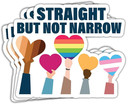 MAIANEY (3 Pcs) Straight But Not Narrow Sticker LGBT Pride Month Stickers Straight Ally Stickers Gay LGBT Rainbow Stickers Support LGBTQ+ Proud Ally Gifts Decorations Laptop Bottle Car Window 3"x4"