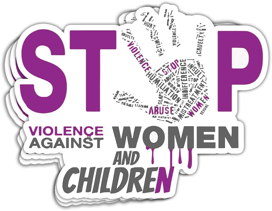 MAIANEY (3Pcs) Stop Domestic Violence Against Women & Children Stickers Domestic Violence Warrior Domestic Violence Awareness Stickers for Laptop Car Phone Van Wall Water Bottle Bumper Stickers 3"x4"