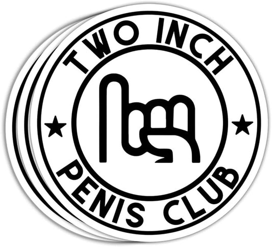 MAIANEY (3 Pcs) Two Inch Penis Club Stickers Funny Adult Humor Stickers Small Dick Penis Joke Sticker Micro Penis Club Meme Funny Gifts Decorations Laptop Bottle Car Bumper Window 3"x4"